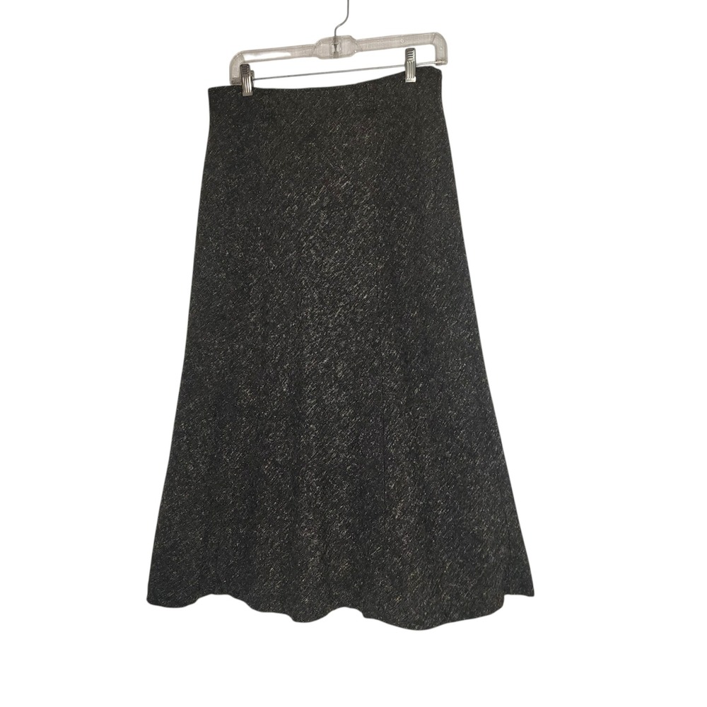 White Stag Vintage Black Tweed A-Line Long Skirt Womens Size 8 Multi Fleck Lined